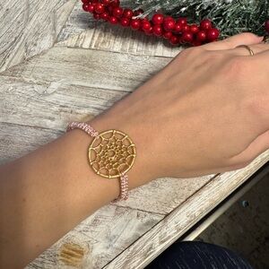 Dreamcatcher bracelet handmade pink and gold